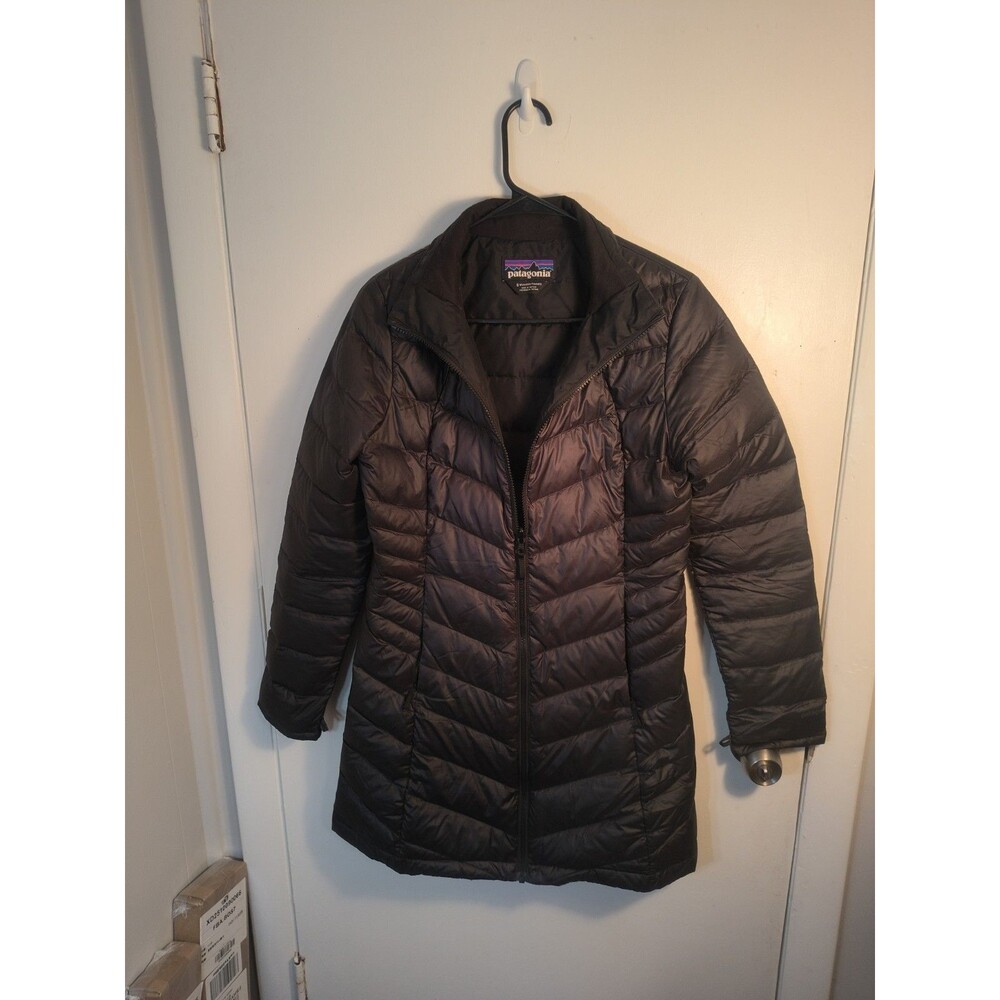 Patagonia Womens Down Sweater Parka Coat Black Size S Small Puffer Jacket...